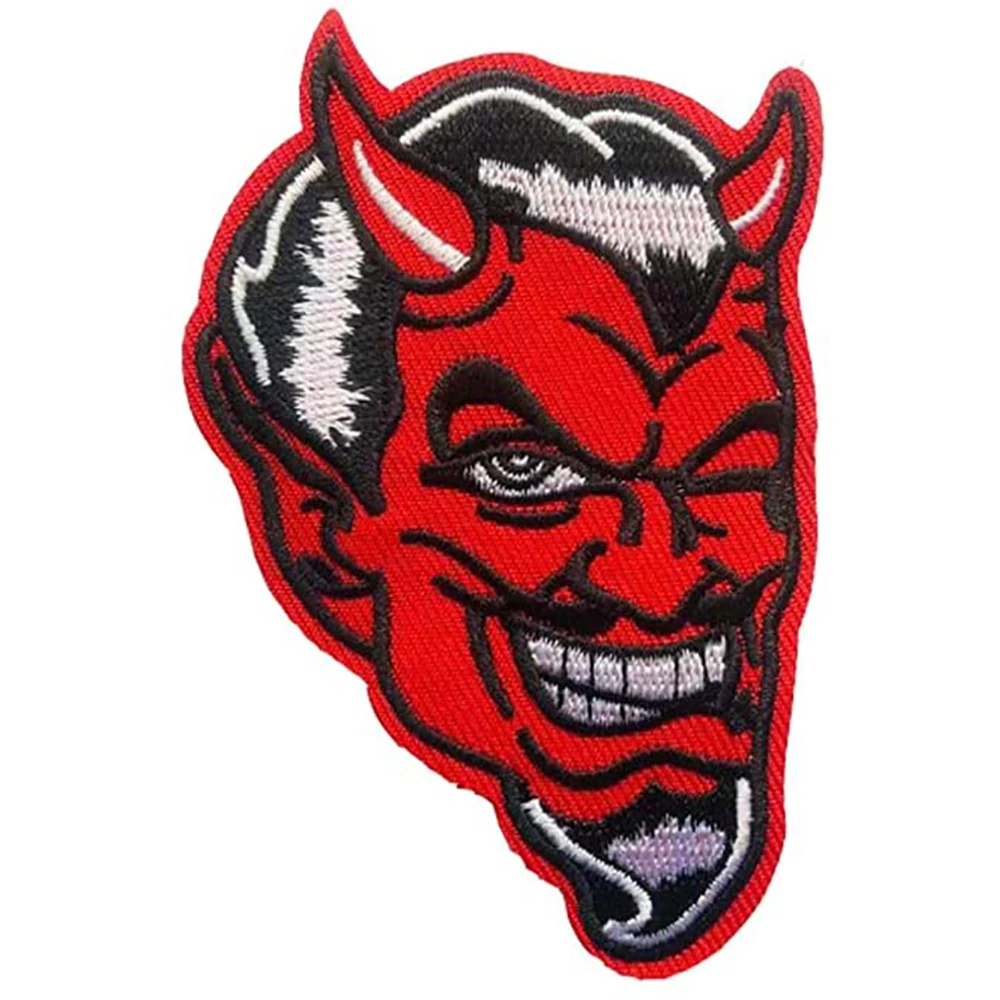 Red Devil Embroidered Patch Satanic Evil Satan Iron on Sew on Emblem for Jackets Backpacks Jeans and Clothes Badge