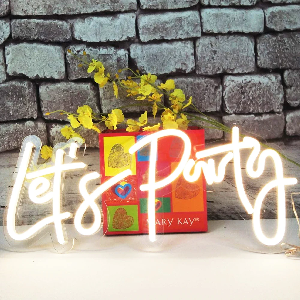 

LED Neon Sign Lets Party Sign For Single Cocktail Party Dance Party Holiday Party Decor Size 23X10inches