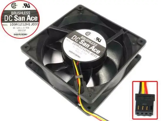 

SANYO DENKI 109R1212H1J031 DC 12V 0.55A 3-Wire 120x120x38mm Server Cooling Fan