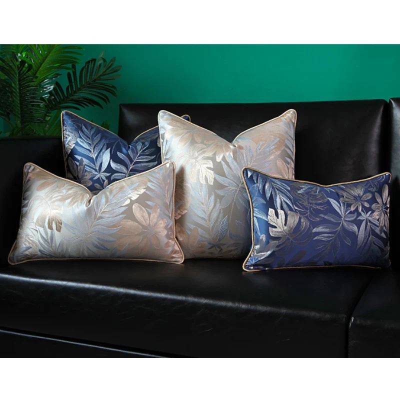 DUNXDECO American Style Cushion Cover Decorative Pillow Case Modern Simple Leaf Jacquard Sofa Chair Bedding Coussin