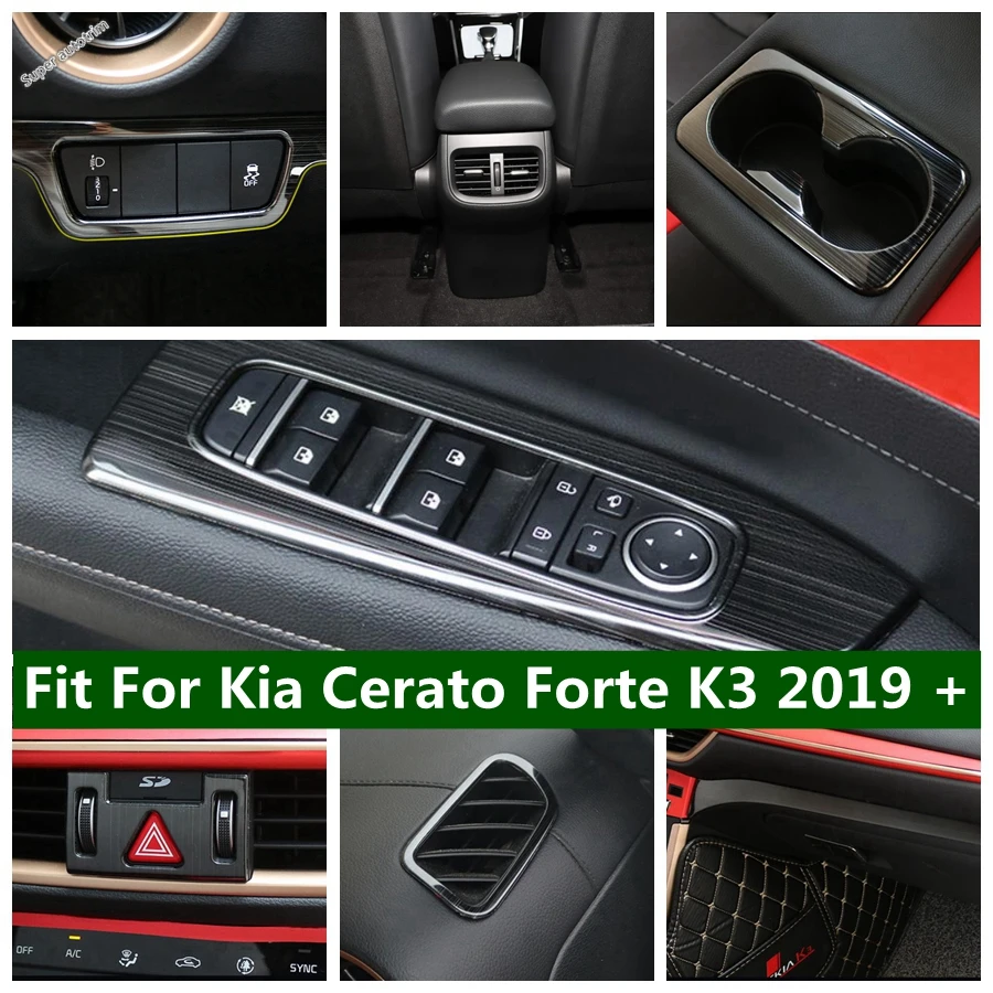 

Car Window Lift Button Water Cup Holder Dashboard Air Conditioning Outlet AC Vent Cover Trim For Kia Cerato Forte K3 2019 - 2022