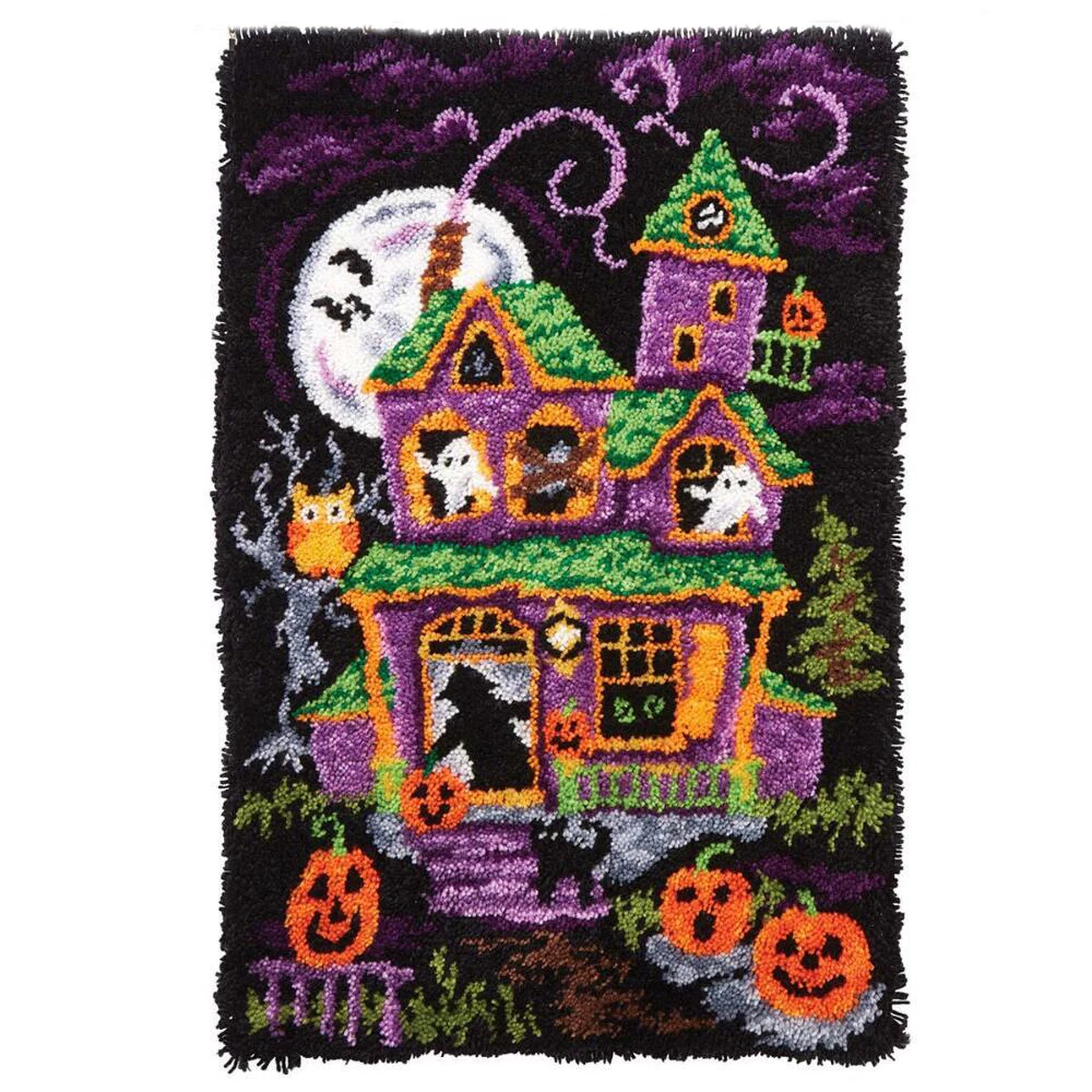 

Halloween Rug making kits do it yourself Embroidery plastic canva for adults Carpet weaving set Unfinished accessories Tapestry