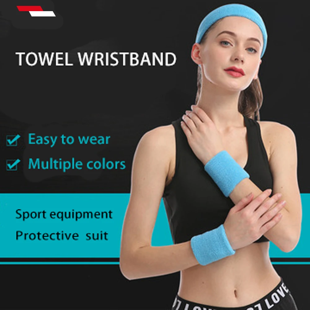 Towel Sports Wristband Headband Set Hairband Running Basketball Wrist Sweat Band Wristband Headband Set Health Protective Gear