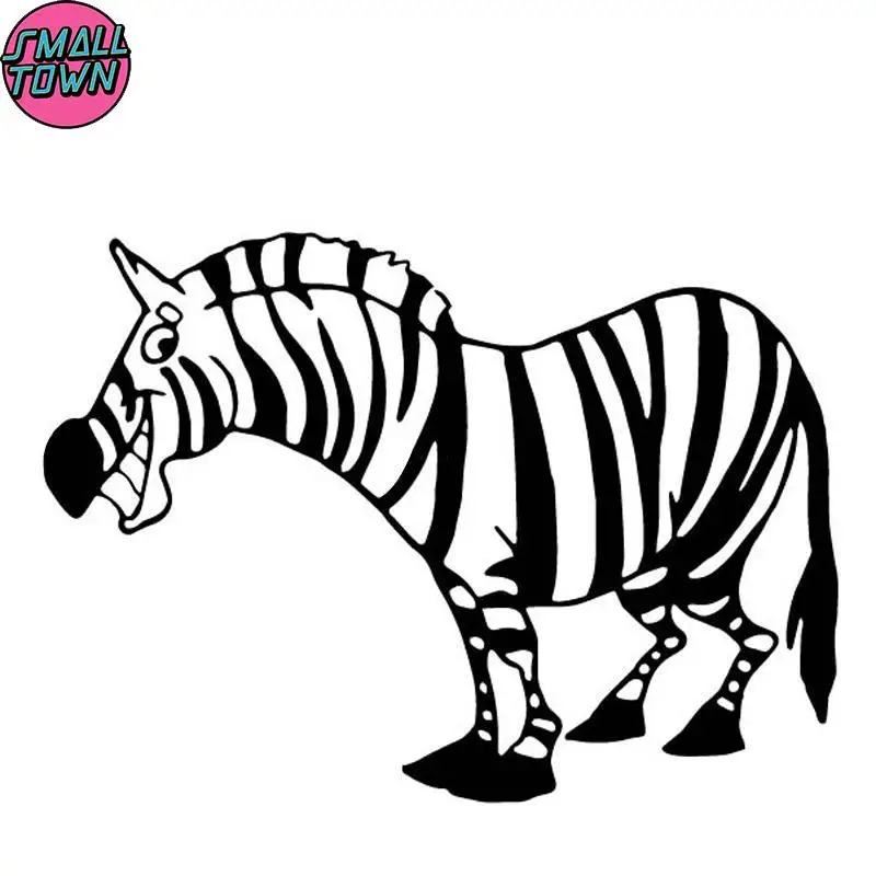 Small Town  16.9CM*12.1CM Zebra Cartoon Car Sticker Car Trunk Decoration Vinyl Decal Black/Silver C4-2282