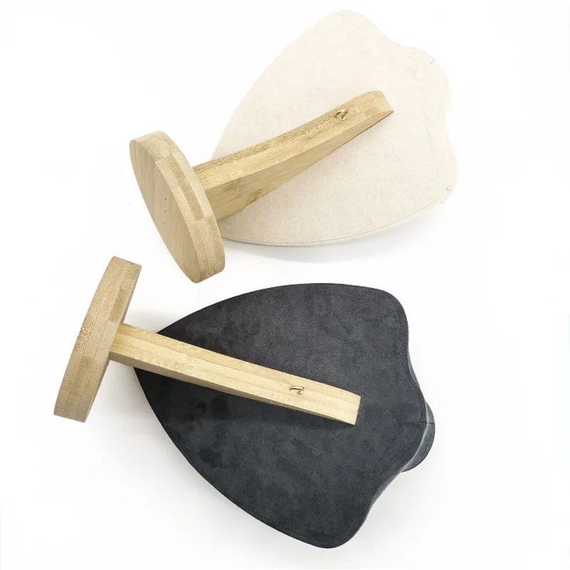 High Quality Show 3 Options Model Wooden Beige Velvet Jewlery Display Necklaces Bust Pendants Stand Choker Holder Jewlery Rack