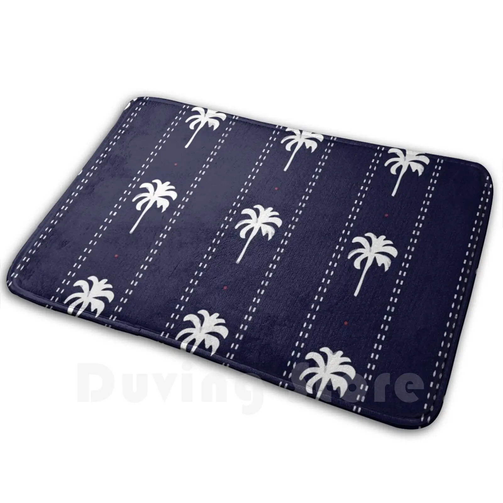 Striped Palm Tree With Dash Line Small Red Dots Seamless Pattern Soft Non-Slip Mat Rug Carpet Cushion Hawaii Hawaii And