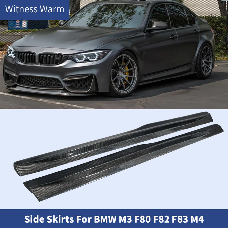 For M4 M3 Carbon Fiber Car Side Skirts Apron for Bmw M3 F80 F83 F82 M4 Convertible Coupe 2014-2020