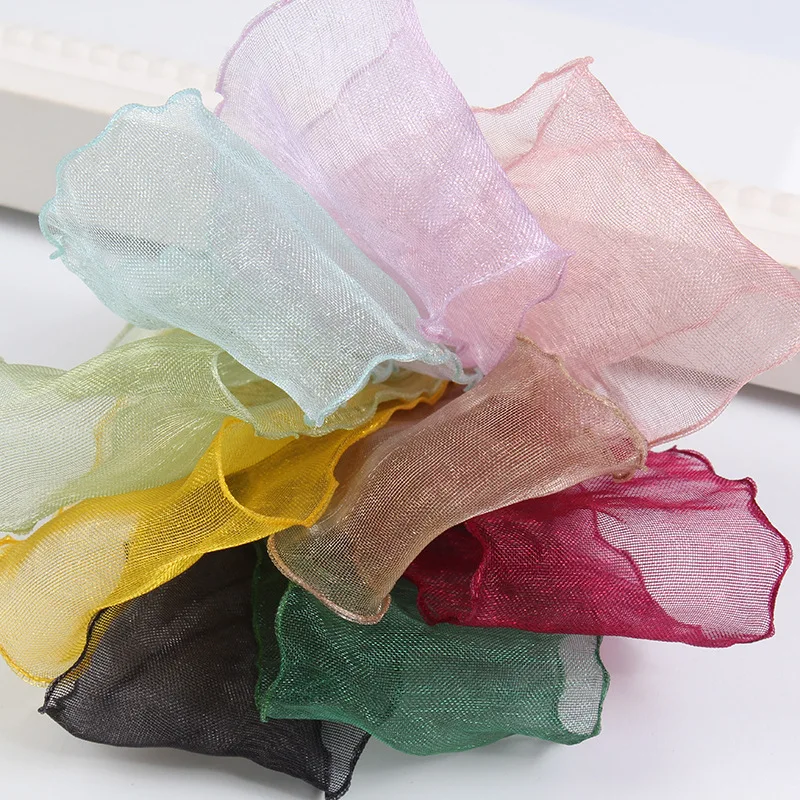 Ruffled Ribbon Wrinkle Sheer Organza Material, Silk Lace, Wide Ribbons, Gift Wrapping, DIY Handmade Bow, 100Yards