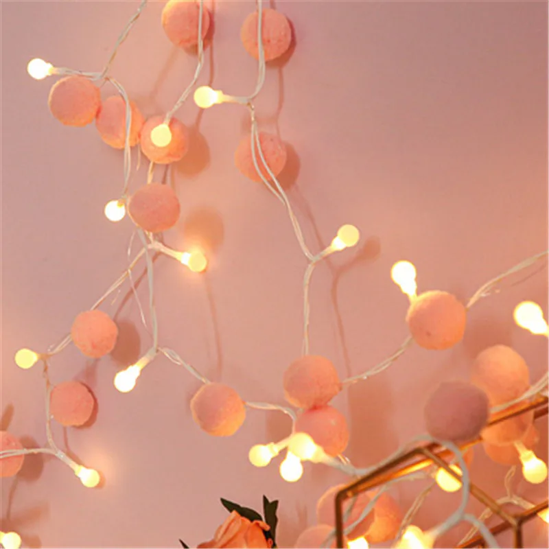 Guirlande lumineuse en boule de coton à LED, guirlande de lumières féeriques pour noël, vacances en plein air, fête de mariage, lit de bébé, chaîne de lampe, décoration