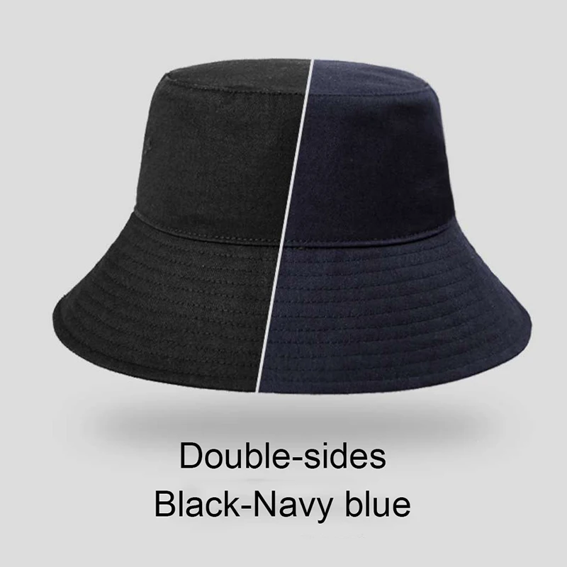 Large Big Size Sun Hats Men Summer Double Side Bucket Hat Men\'s Panama Fedoras Outdoor Fisherman Hat Visor Basin Cap Beach Hat