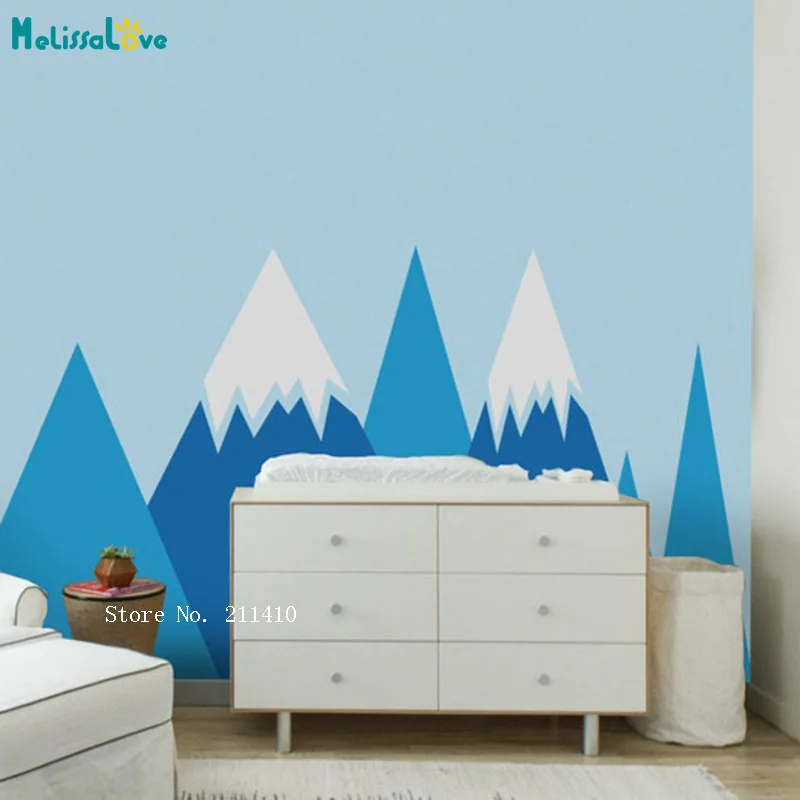 

Съемные настенные наклейки с изображением синих гор, наклейки для детской комнаты, виниловые украшения для домашней атмосферы YT6426