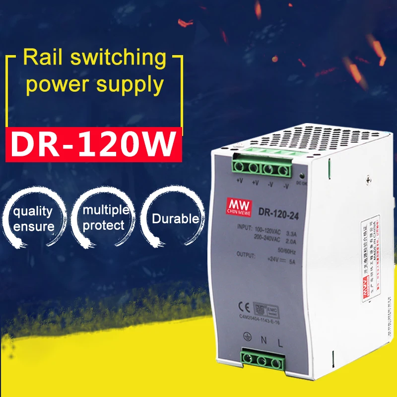 

Transformers Power Supply DR-75 120 series DC 12V 24V Ultra Slim Step Shape DIN Rail