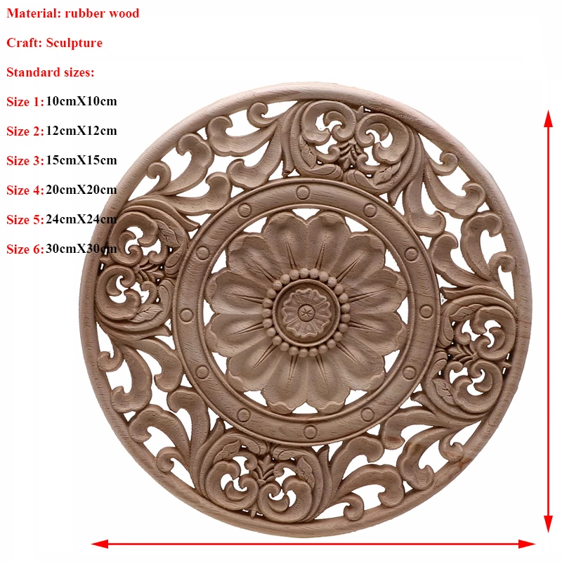 VZLX Floral Wood Carved Corner Applique Vintage Wooden Carving Decal Furniture Cabinet Door Home Decor Decoration Accessories