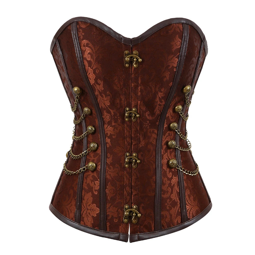 

Steampunk Corset Sexy Women Overbust Corset Gothic Pirate Vintage Clothing Black Brown Leather Corset Plus size