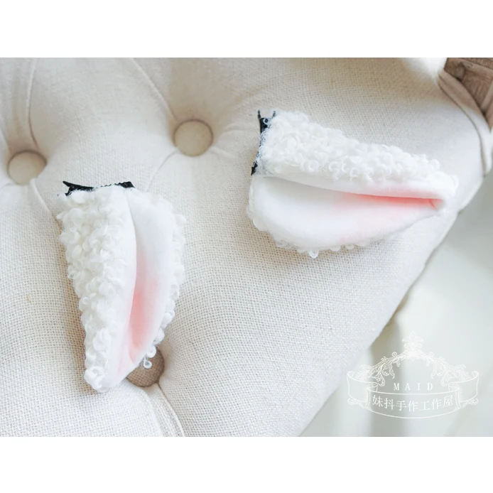 

Original Pure White Sheep Ear Barrettes Lolita Hand-Made Simulation Animal Ears