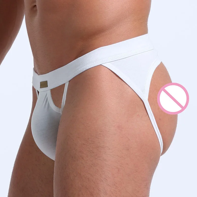 Jockstrap cotton Men Mesh Underwear G-Strings & Thongs Sexy Gay Penis pouch bikini buttocks Hollow thong men underwear