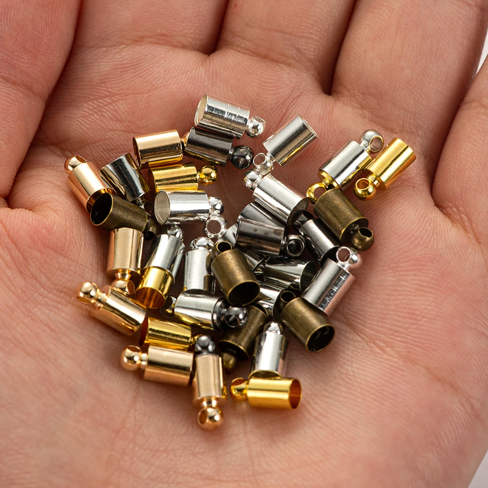 50 teile/los End Spitze Kappe 2 3 4 5 6 7 8 9 10mm Quaste Lederband Ende Crimp Kappe Perlen kappen Für DIY Schmuck Machen Liefert Erkenntnisse – Detail 2