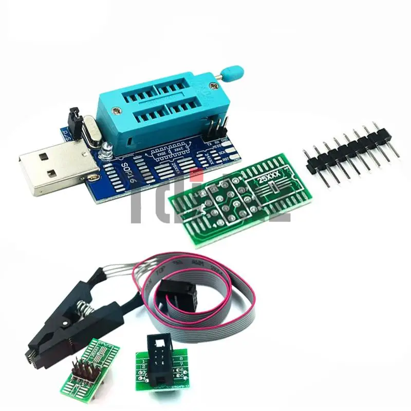 CH341A Programmer adapter+SOIC8 adapter+ SOP8 clip with cable+1.8V adapter CH341A EEPROM Flash BIOS USB programmer ZIF adapter