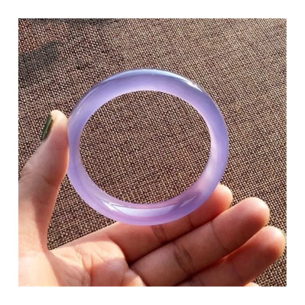 

New Natural Purple Chalcedony Ice Kind Agate Small Fine Jade Stone Bracelet Goddess Bangle Jewelry Lucky Accessories Gift