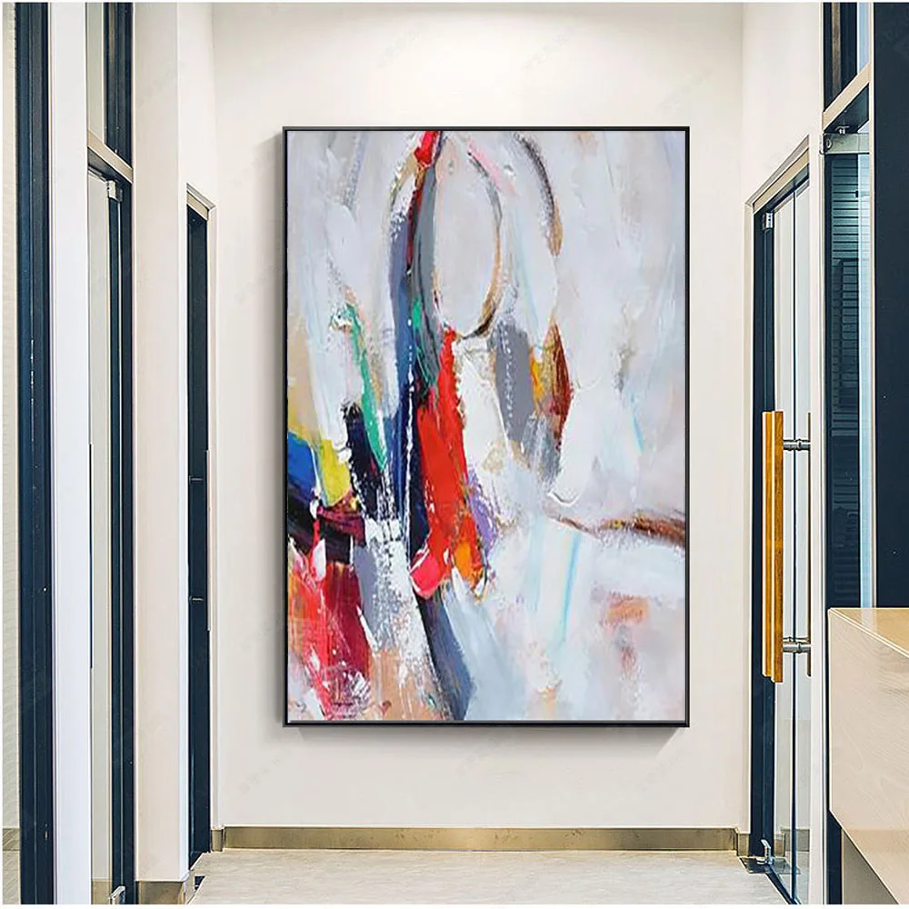 Hand-Painted Beautiful Oil Painting Abstract Lines Painted Canvas Pictures Art Murals Bright Walls Artist Home Living Room Decor