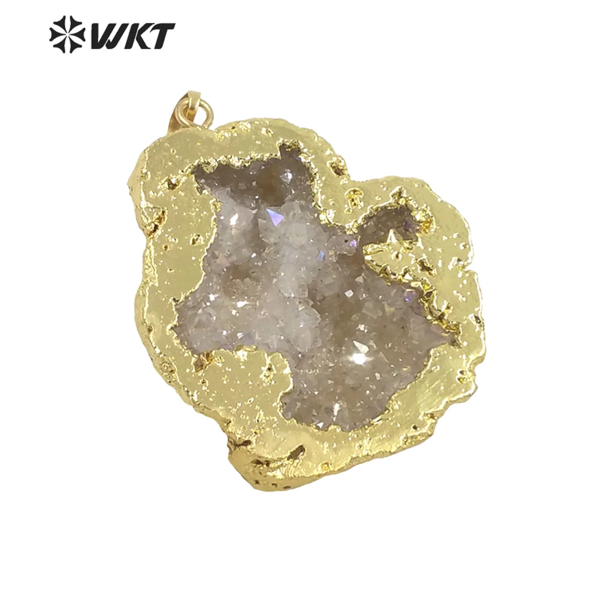 

WT-P1393 Wholesale 5Pcs Special Natural Stone Cyrstal With Gold Pendant Trim Fashion for women Jewelry