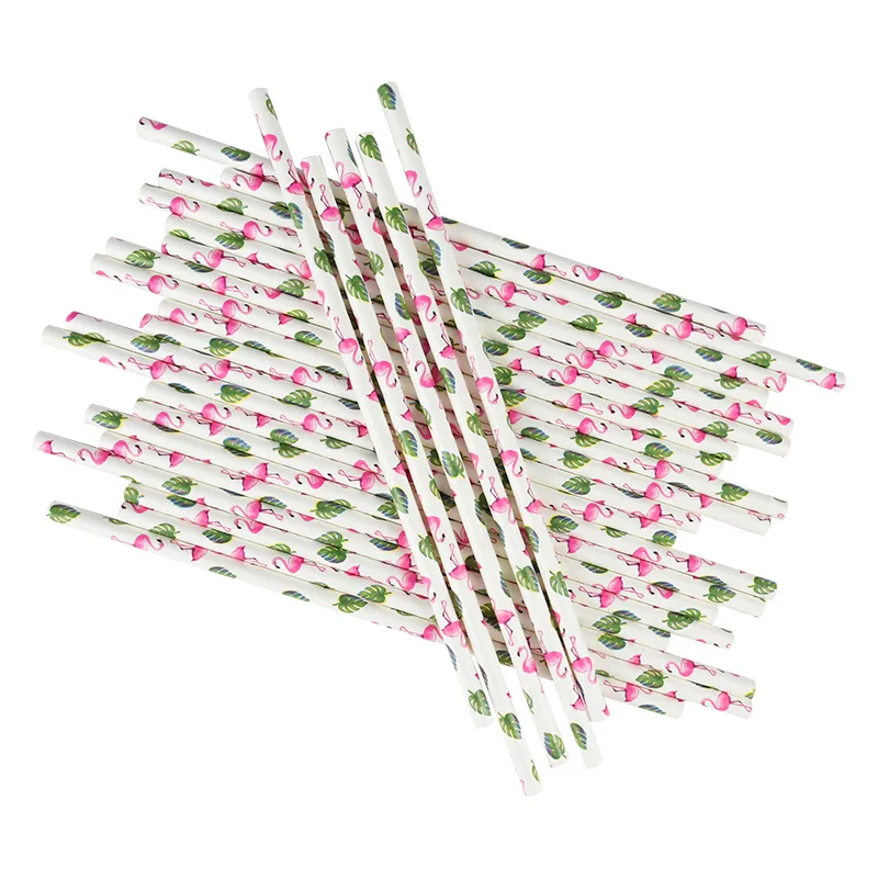 25/50pcs Flamingo Drinking Straws Tropical Umbrellas Pineapple Juice Cocktail Disposable Juice Straws Hawaii Party Decoration