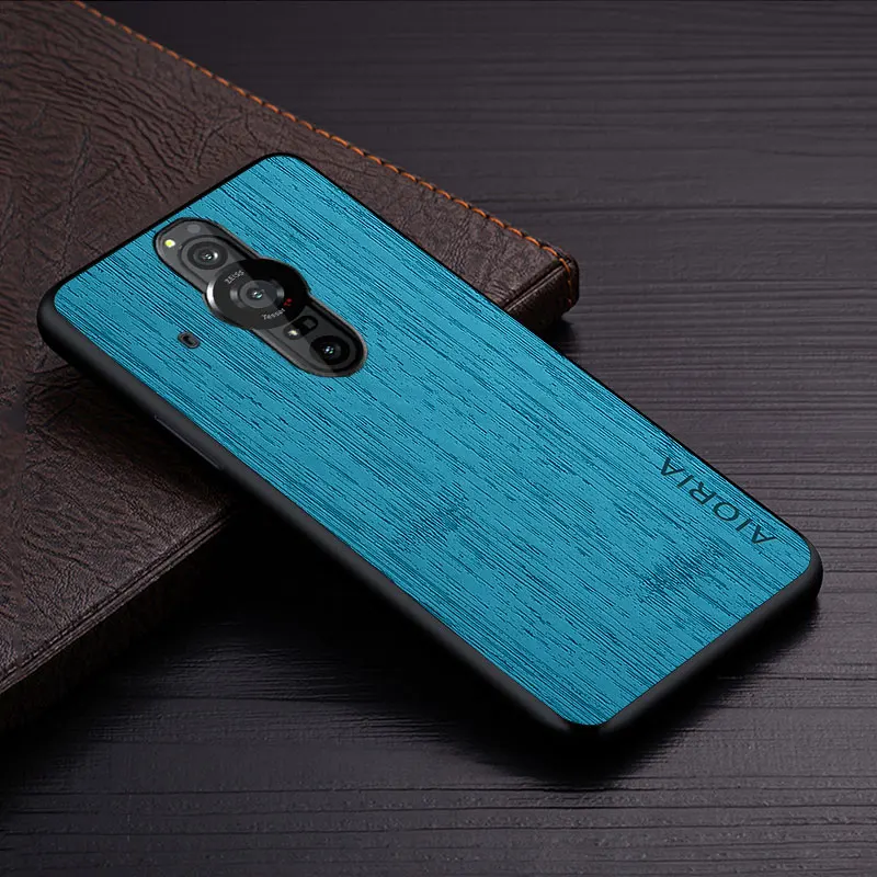 Custodia per Sony Xperia Pro I pro-i funda modello in legno di bambù pelle pelle cover per telefono coque di lusso per Sony Xperia Pro I custodia