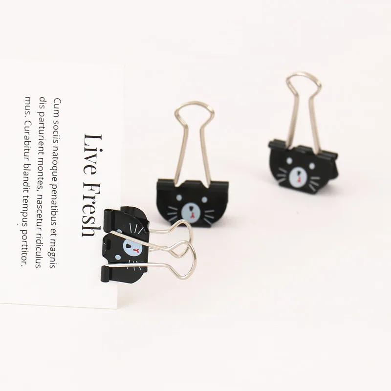 TUTU 6PCS cat Binder Clips For Home Office Books File Paper Organizer Clip Food Bag Clips Note Clips 25mm School Gift H0363