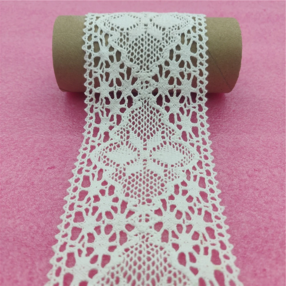 White Color Cotton Thread Crochet Lace Fabric 6.5 Cm Wide Net Ribbons Fabric Trim Diy Sewing Handmade Craft Materials