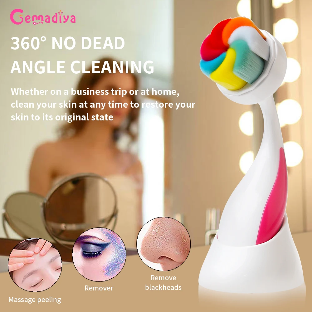 Soft Fiber ทำความสะอาดใบหน้าแปรงทำความสะอาด Pore Exfoliator Blackhead Remover ขัดแปรงนวด Skin Care เครื่องมือ