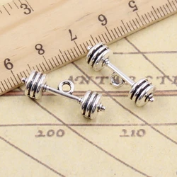 10pcs Charms Fitness Equipment Barbell 25x7x7mm Tibetan Bronze Silver Color Pendants Antique Making DIY Handmade Craft Pendant