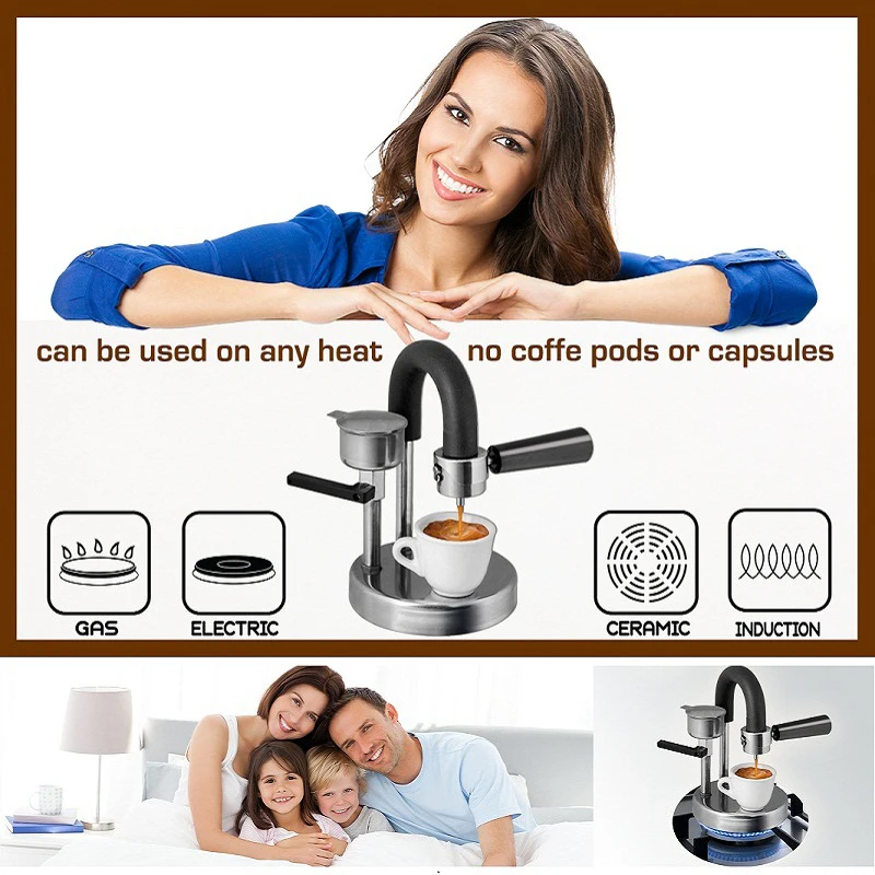 Cafetière expresso en acier inoxydable, pot de moka de camping, extraction de distillation, maison et bureau