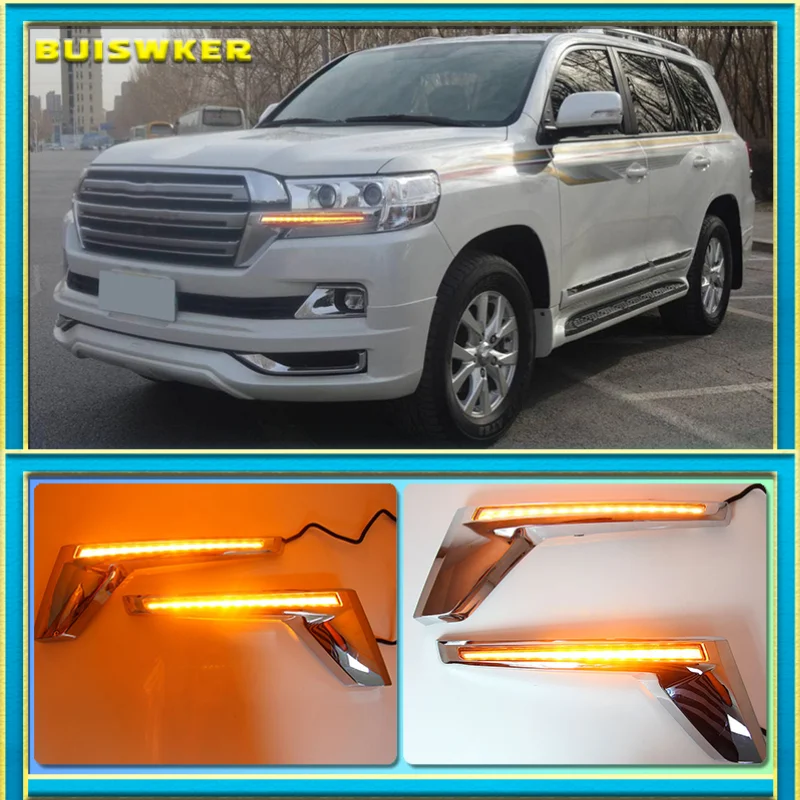 

Chrome Front Grille LED Dynamic Turn Signal Light Daytime running lights For Toyota Land Cruiser 200 FJ200 LC200 2016- 2019 2020