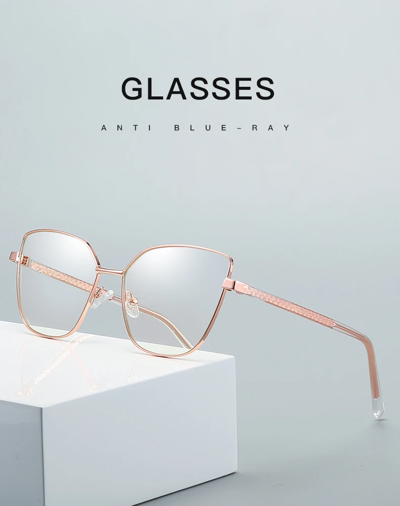 Mode Frauen Katzenauge Vollrand Legierung Brille Rahmen für weibliche verschreibung pflicht ige Brillen optische Brille für Frau – Detail 1