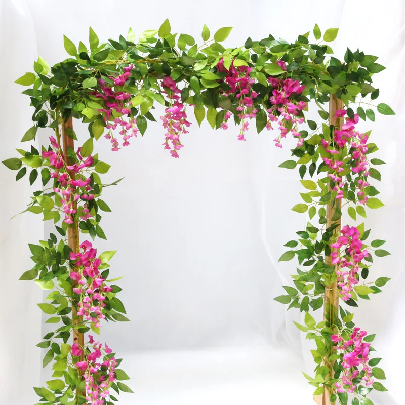 10 Stück Künstliche Pflanzenblumen Hortensien-Blätter-Ranke Hochzeit Heimdekoration Kunstpflanzen-Arrangement Zubehör Outdoor Gartenbogen – Detail 5