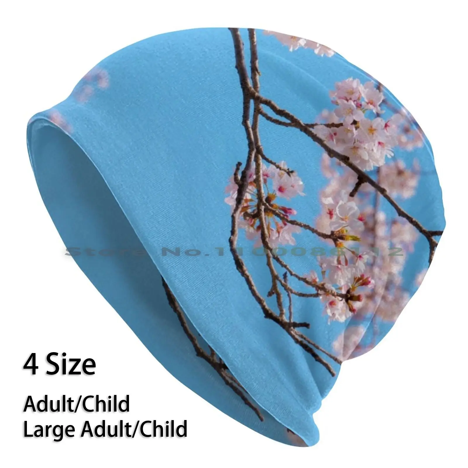 Japanese Sakura Oil Paiting Beanies Knit Hat Sakura Japan Cherry Blossom Brimless Knitted Hat Skullcap Gift Casual Creative