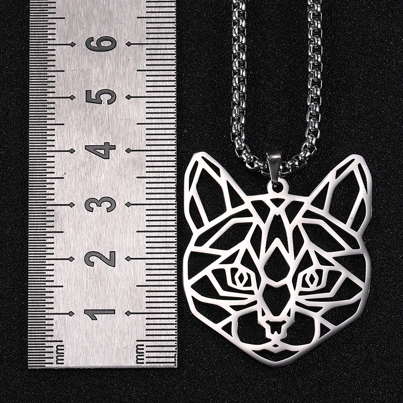 Teamer Wolf Necklace for Men Stainless Steel Jewelry Necklaces Women Animal Pendant Fox Bear Dog Box Chain Punk Fashion Jewelry image 5