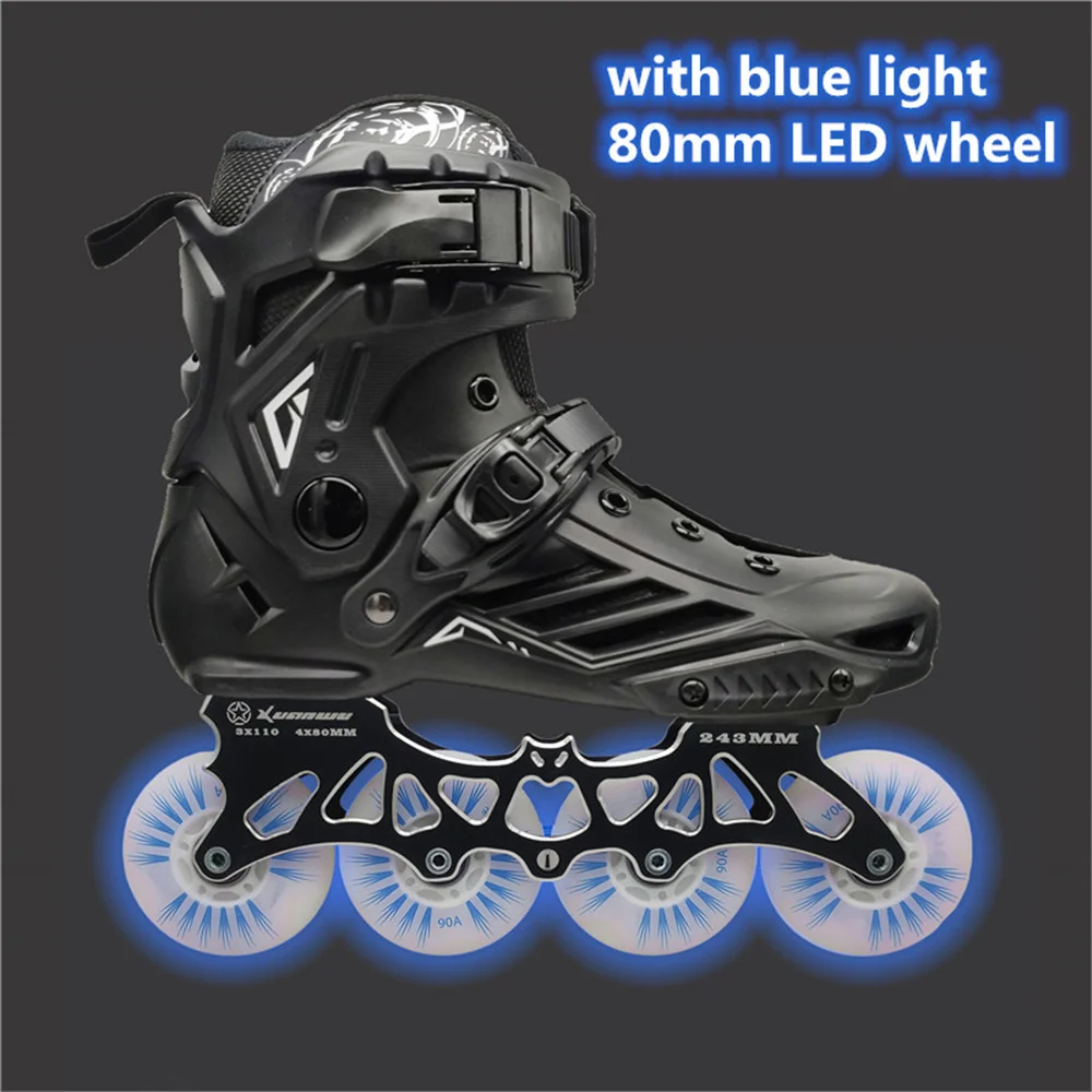 LED 80mm Skates Shoes for Inline Roller FSK Slalom Skate Shoes White Red Blue Pink Colorful Flash 4 Wheel / 3 Wheel Speed Shine