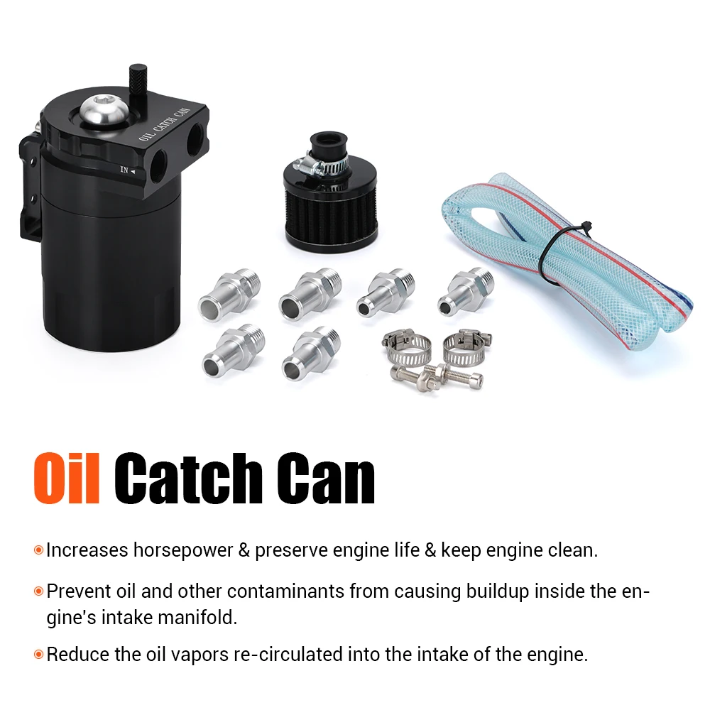 VR - 240ml Baffled Aluminum Oil Catch Can Reservoir Tank / Oil Tank With Filter Universal VR-TK64