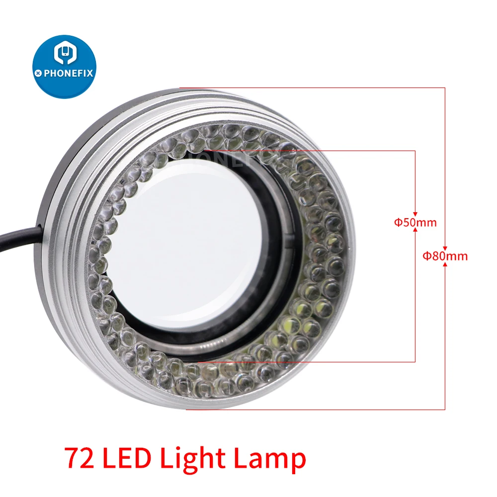 72pcs LED Anti-Dust Smoke Lens Ring Lamp USB Charging Microscope Light Lamp for Stereo Microscope Shadow Less Ring Illuminator