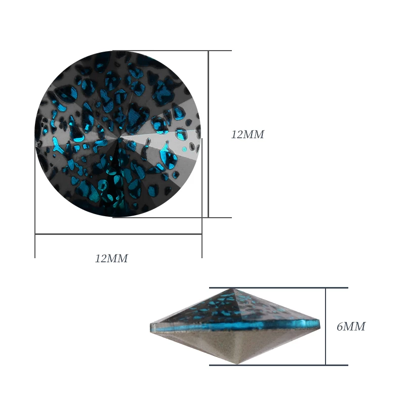 XIAOPU Rivoli Black Patina Series Round Cool K9 Loose Rhinestones Piontback Strass Crystal Glue on Clothing Crafts Decoration