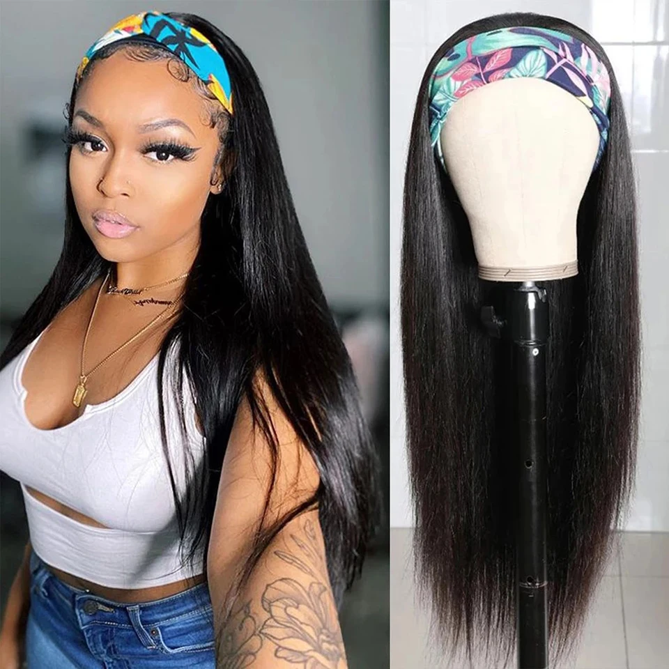 

Richgirl Women's Headband Wig Human Hair Straight Glueless Brazilian Wigs For Black Women Remy Full Machine Made Fast Delivery