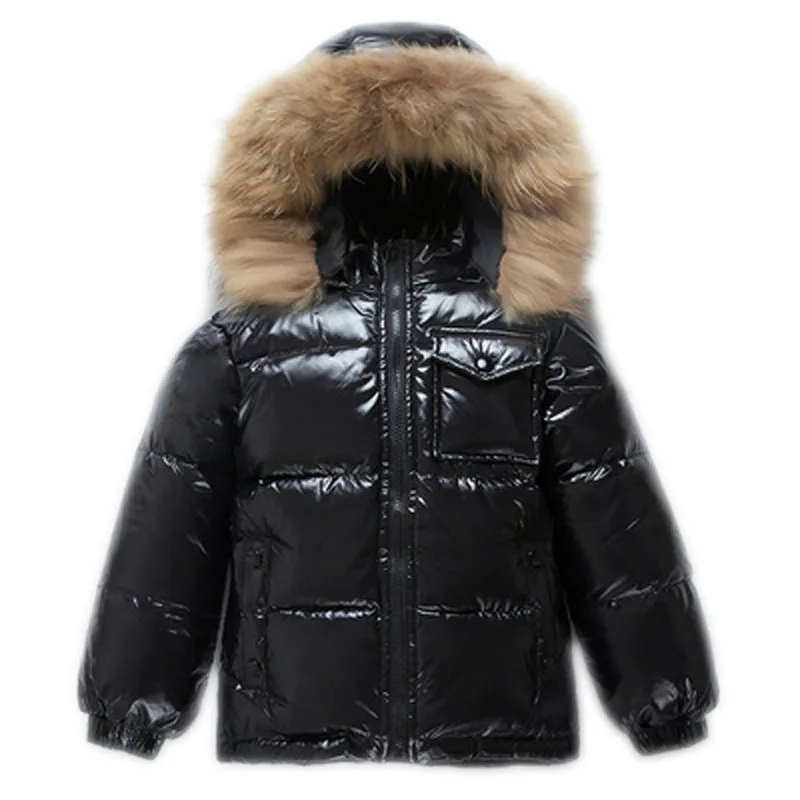 

Fashion Winter Down Jacket For Boys Children's Clothing Thicken Outerwear Coats Real Fur Hooded Kids Coats 1-16Y