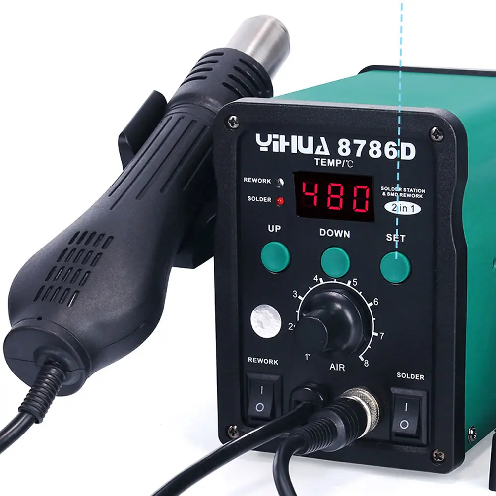 YIHUA 8786D Soldering Iron Hot Air Desoldering Station Digital Rework Station Phone Repair BGA SMD Solder Tool Welding Machine