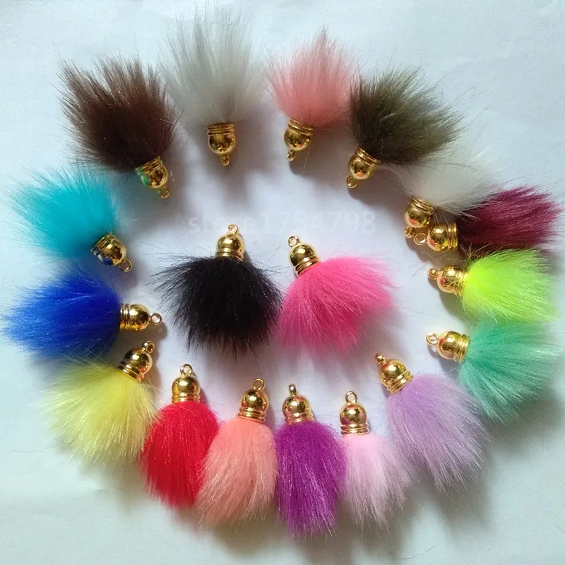 FUYIER 19 Colors Mini Pompon Faux Rabbit Fur Ball DIY Jewelry Parts Pendant For Bag Chain Curtain Tassel Handmade Crafts 20 pcs