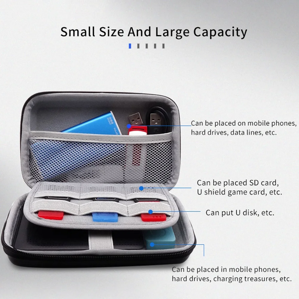 Portable 2.5Inch Hard Disk Drive Protective Case Power Bank USB Cable Charger Storage Bag Zipper Pouch USB Cable Organizer