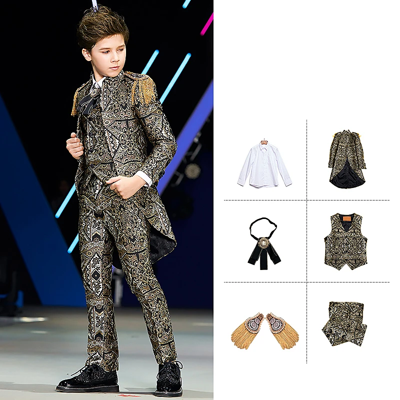 Golden stamping 2020 Suit for Boy communion wedding dress for boy kids Costume Enfant Garcon Mariage Boys Suits Abito da ragazzo