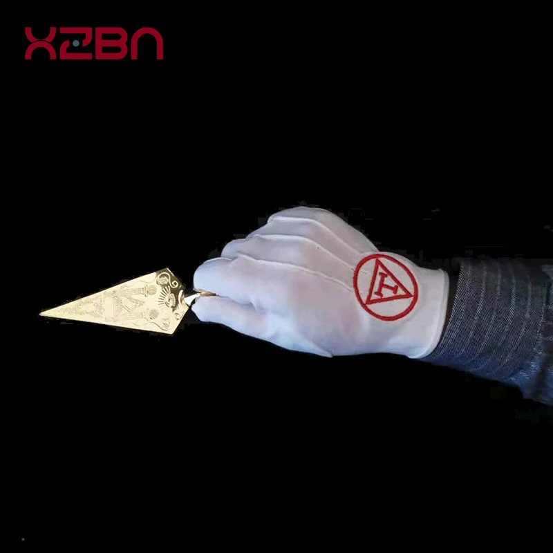 Masonic Gloves White Glove Mason Freedom Regalia Freemasonry Customized Made Embroidery Ceremonial full finger Length 22cm