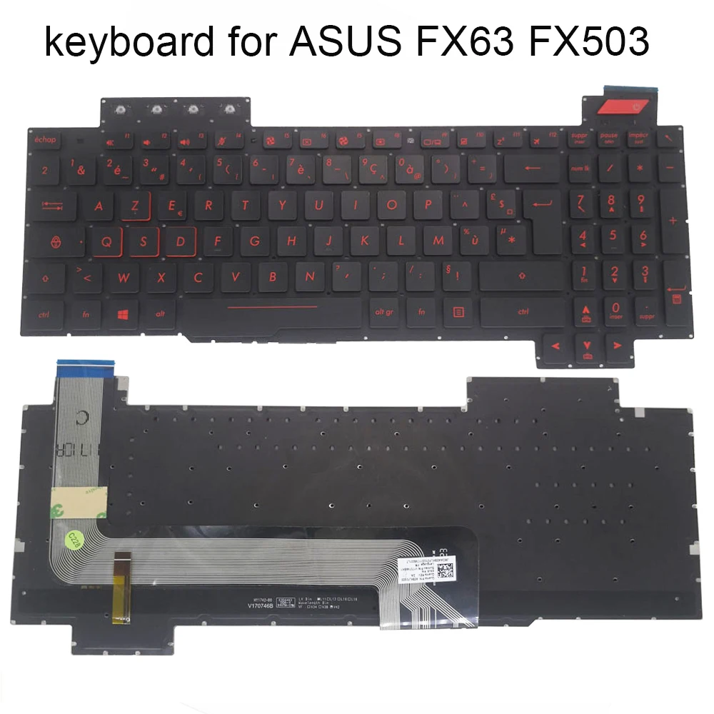 French azerty backlit keyboard for ASUS ROG FX503 FX503VD FX503VM FX503V FX63 FR notebook pc keyboards red keycaps V170746BK1