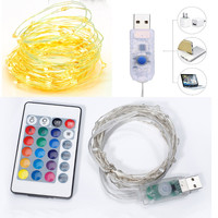 5M RGB Led Lights Chain Copper Wire USB Powered led String light Fairy Light For Christmas Lights Wedding Party